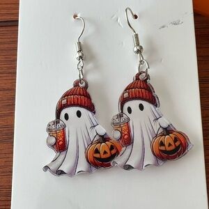 Autumn Ghost and Pumpkin Earrings